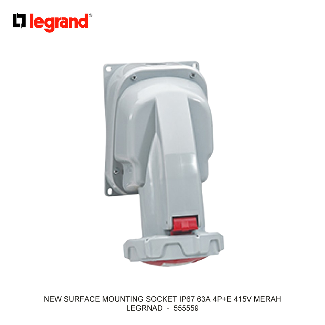 NEW SURFACE MOUNTING SOCKET IP67 63A 4P+E 415V MERAH