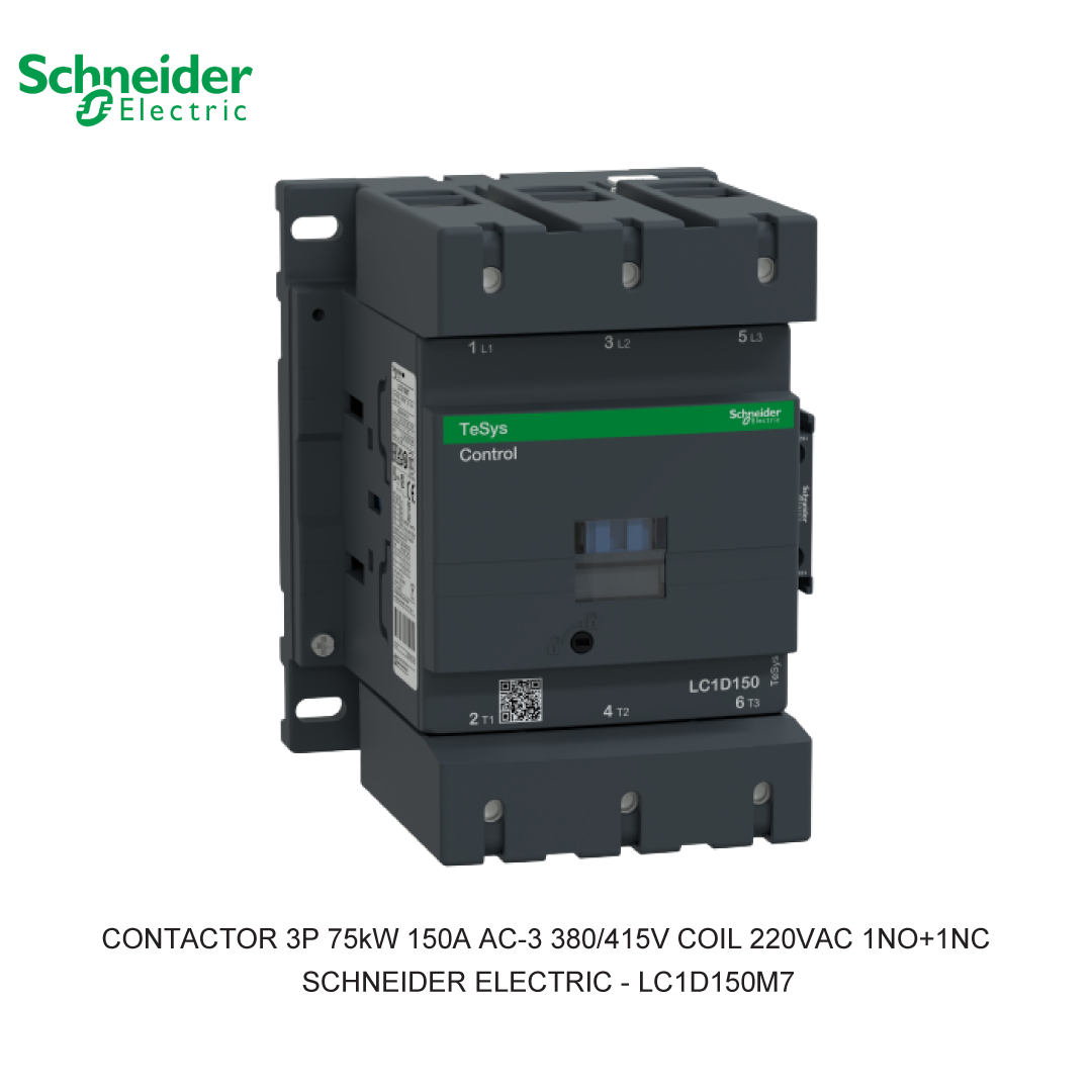 CONTACTOR 3P 75kW 150A AC-3 380/415V COIL 220VAC 1NO+1NC