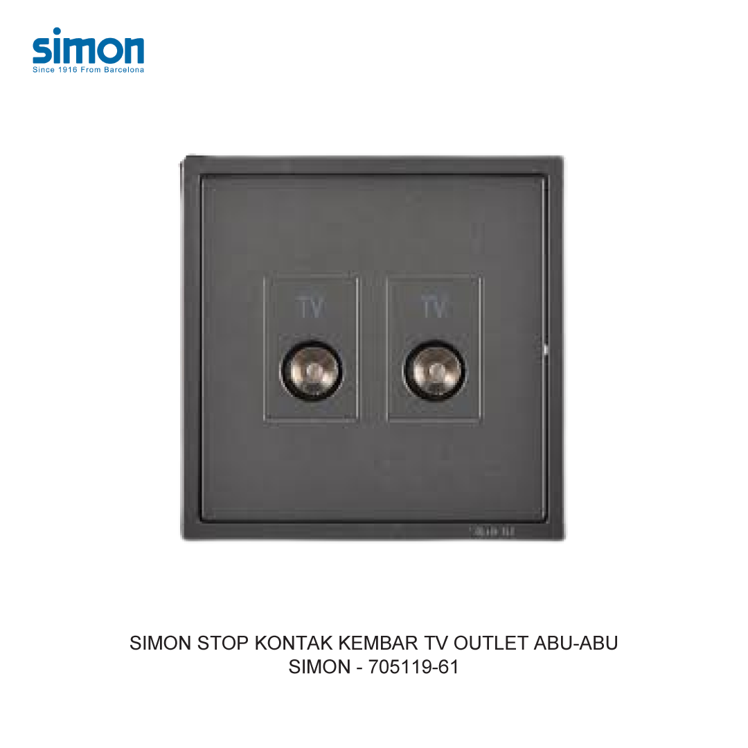SIMON i7 STOP KONTAK KEMBAR TV OUTLET ABU-ABU