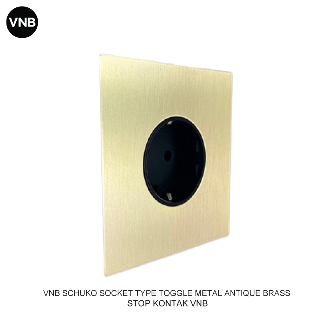 VNB STOP KONTAK SCHUKO TYPE TOGGLE METAL ANTIQUE BRASS