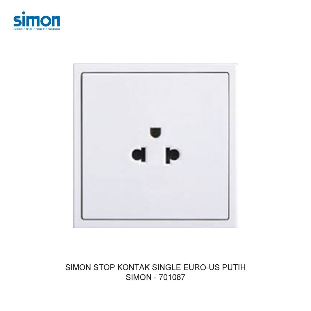 SIMON i7 STOP KONTAK SINGLE EURO-US PUTIH