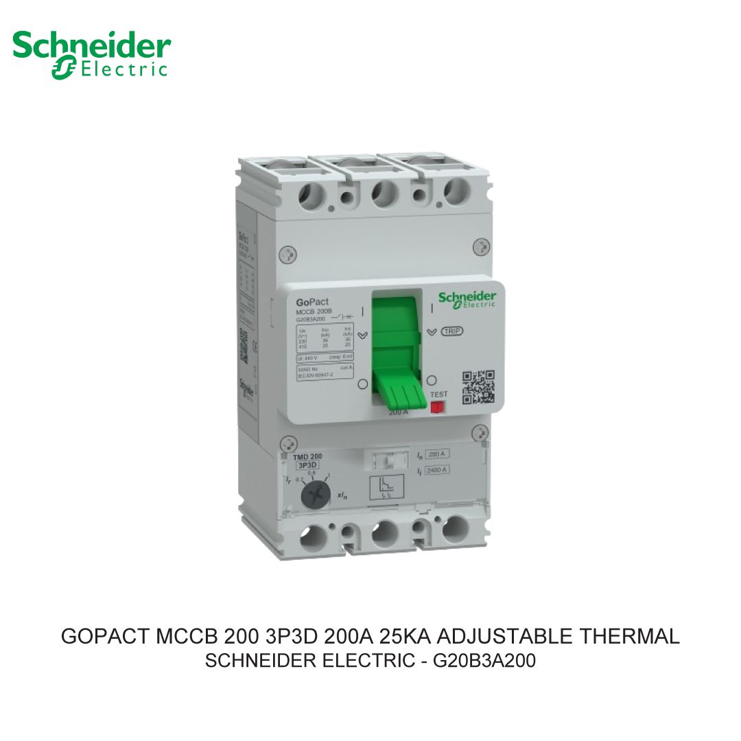 GOPACT MCCB 3P3D 200A 25KA ADJUSTABLE THERMAL