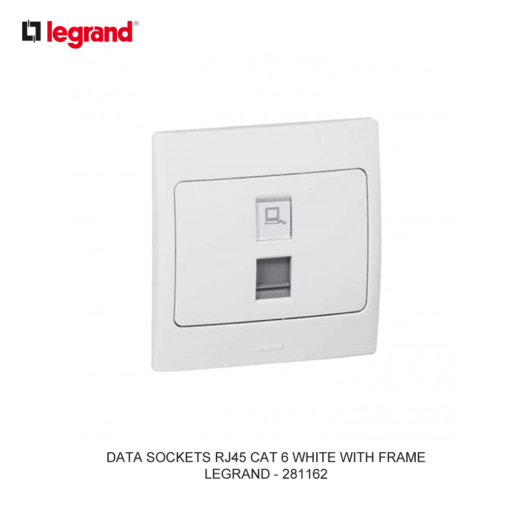 DATA SOCKETS RJ45 CAT 6 WHITE WITH FRAME