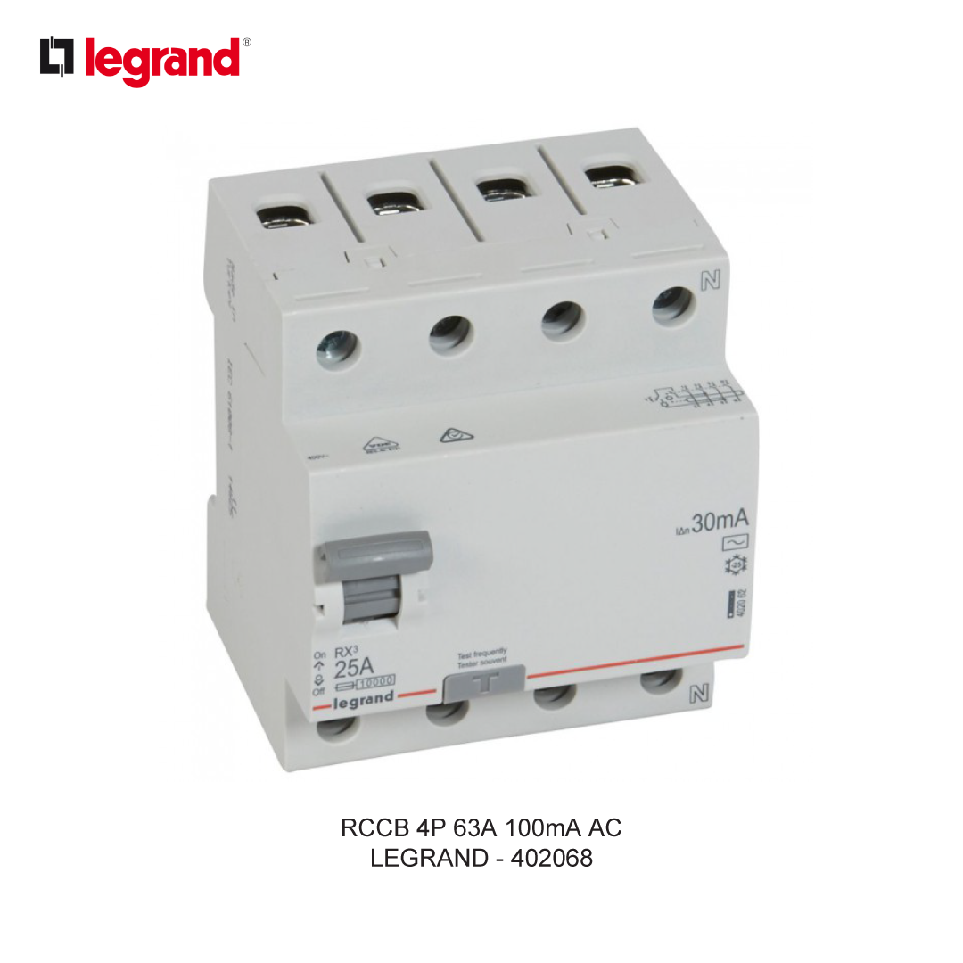 RCCB 4P 63A 100mA AC