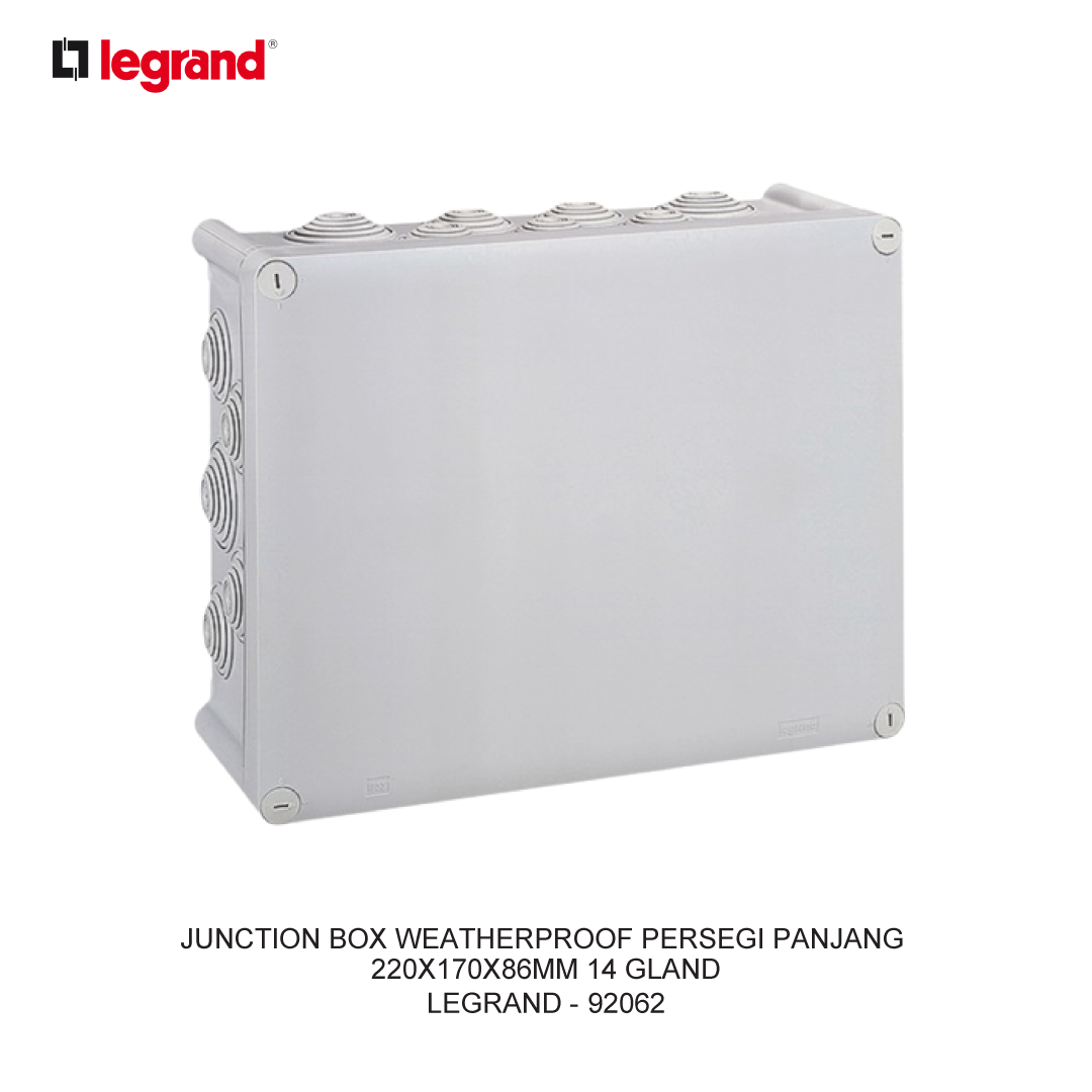 JUNCTION BOX WEATHERPROOF PERSEGI PANJANG 220X170X86MM 14 GLAND