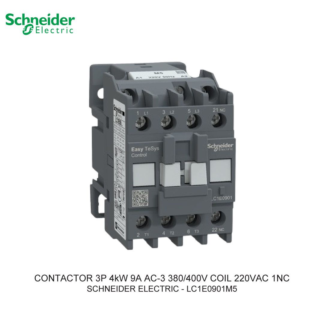 CONTACTOR 3P 4kW 9A AC-3 380/400V COIL 220VAC 1NC