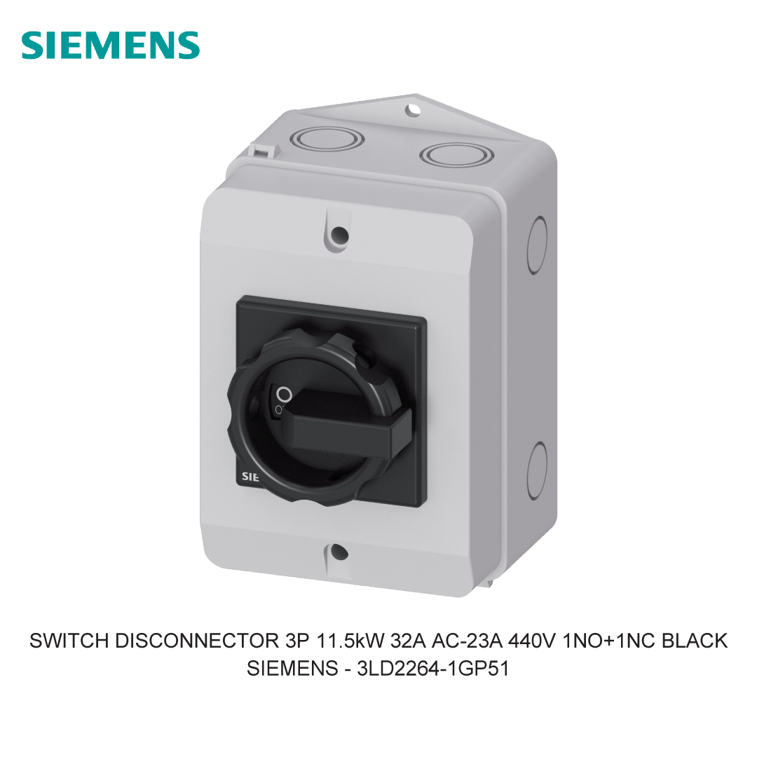 SWITCH DISCONNECTOR 3P 11.5kW 32A AC-23A 440V 1NO+1NC BLACK
