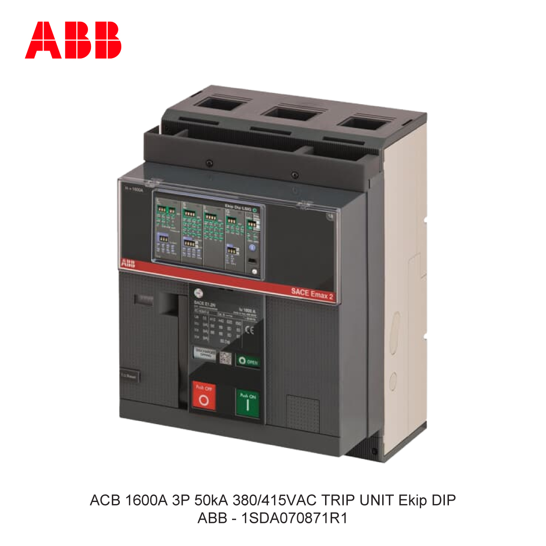 ACB 1600A 3P 50kA 380/415VAC TRIP UNIT Ekip DIP ABB