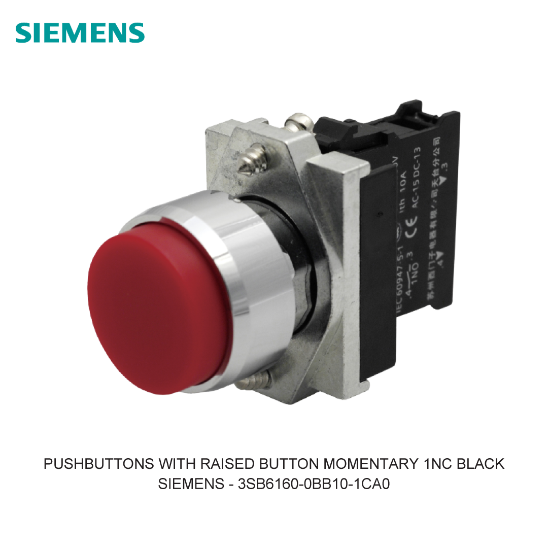 PUSHBUTTONS WITH RAISED BUTTON MOMENTARY 1NC BLACK