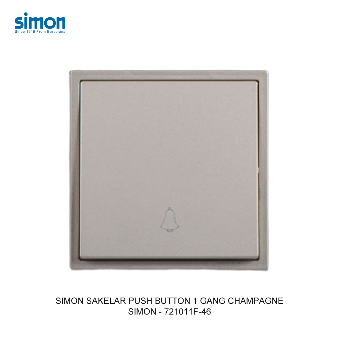 SIMON E6 1 GANG PUSH BUTTON SWITCH CHAMPAGNE