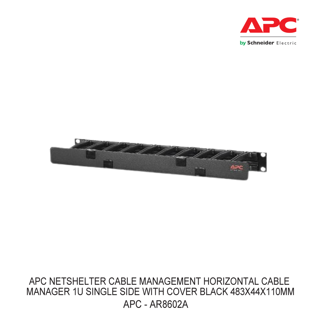 APC NETSHELTER CABLE MANAGEMENT HORIZONTAL CABLE MANAGER 1U SINGLE SIDE WITH COVER BLACK 483X44X110MM