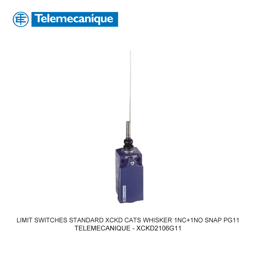 LIMIT SWITCHES STANDARD XCKD CATS WHISKER 1NC+1NO SNAP PG11