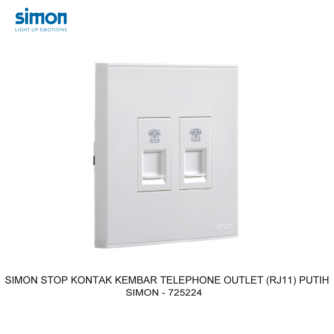 SIMON E6 STOP KONTAK KEMBAR TELEPHONE OUTLET (RJ11) PUTIH