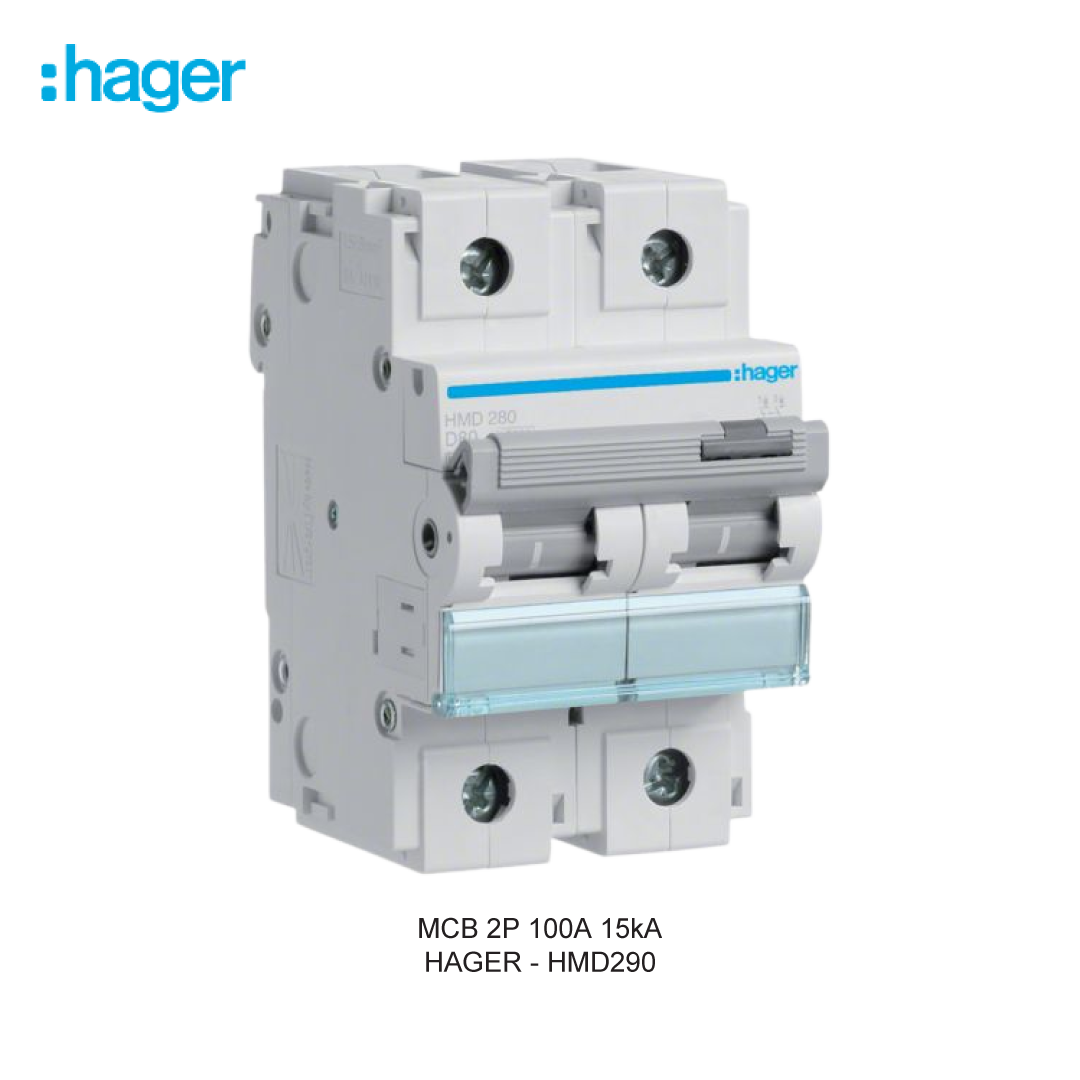 HAGER MCB 2P 100A 15kA CURVA D