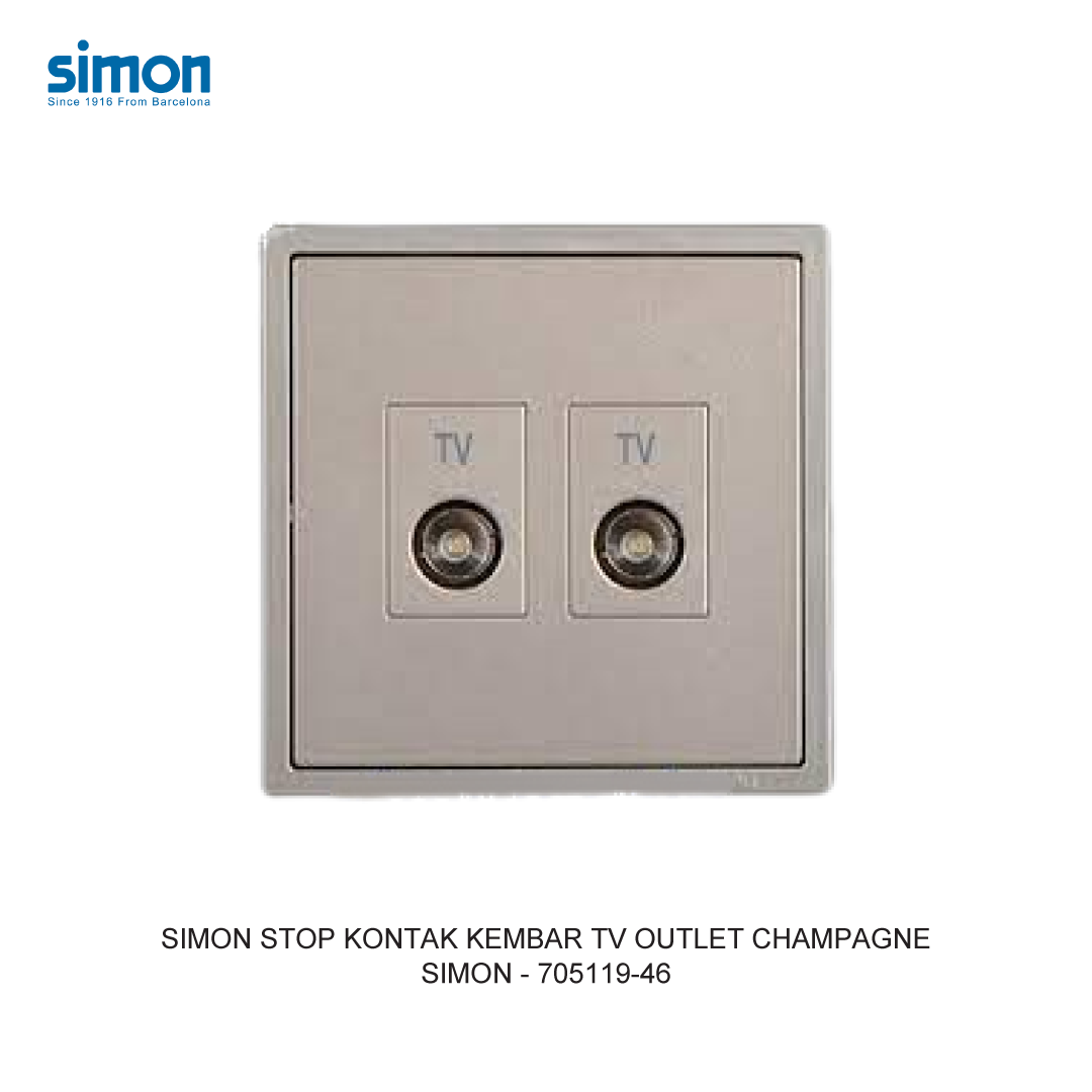 SIMON i7 STOP KONTAK KEMBAR TV OUTLET CHAMPAGNE