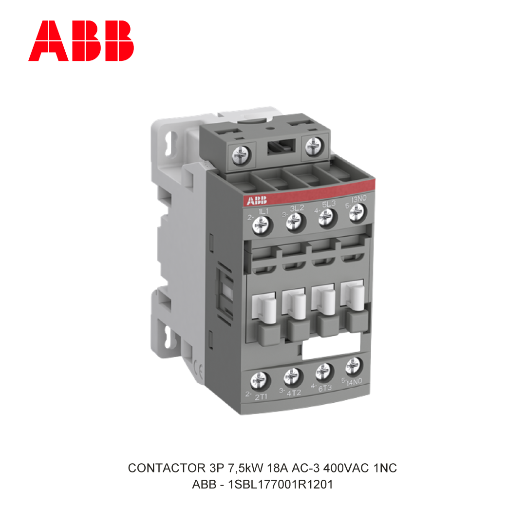 CONTACTOR 3P 7.5kW 18A AC-3 48-130V AC/DC 400V COIL 1NC