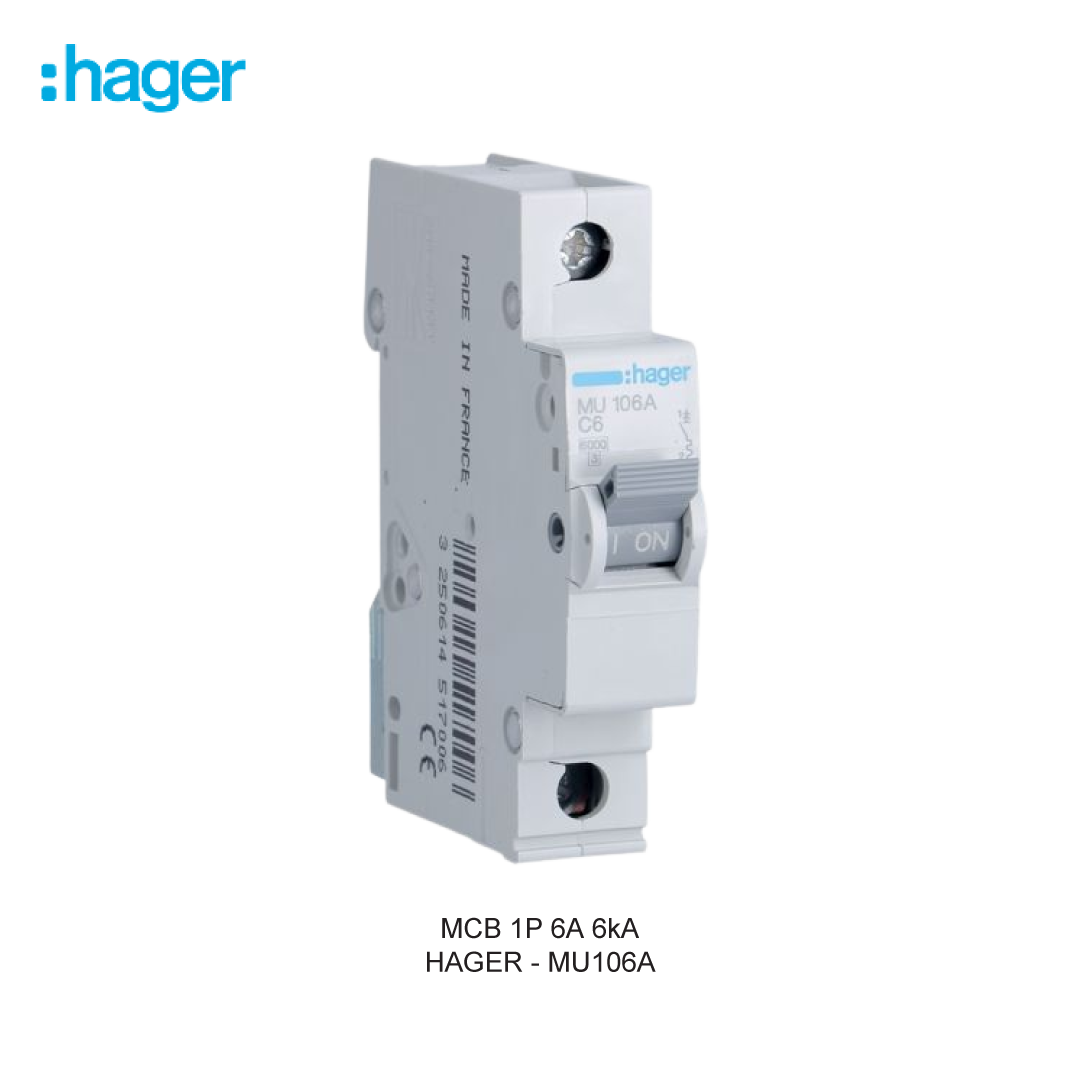 HAGER MCB 1P 6A 6kA CURVA C