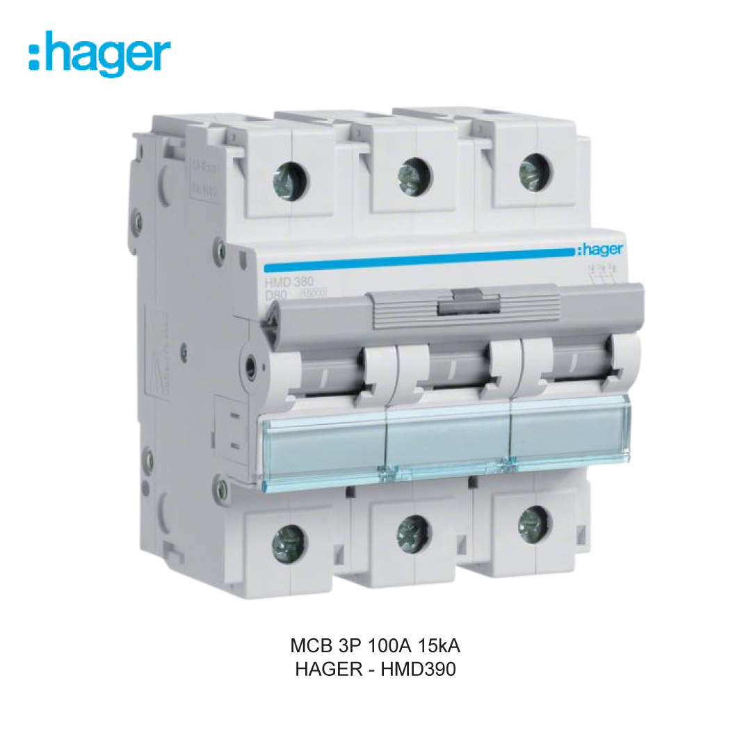 HAGER MCB 3P 100A 15kA KURVA D