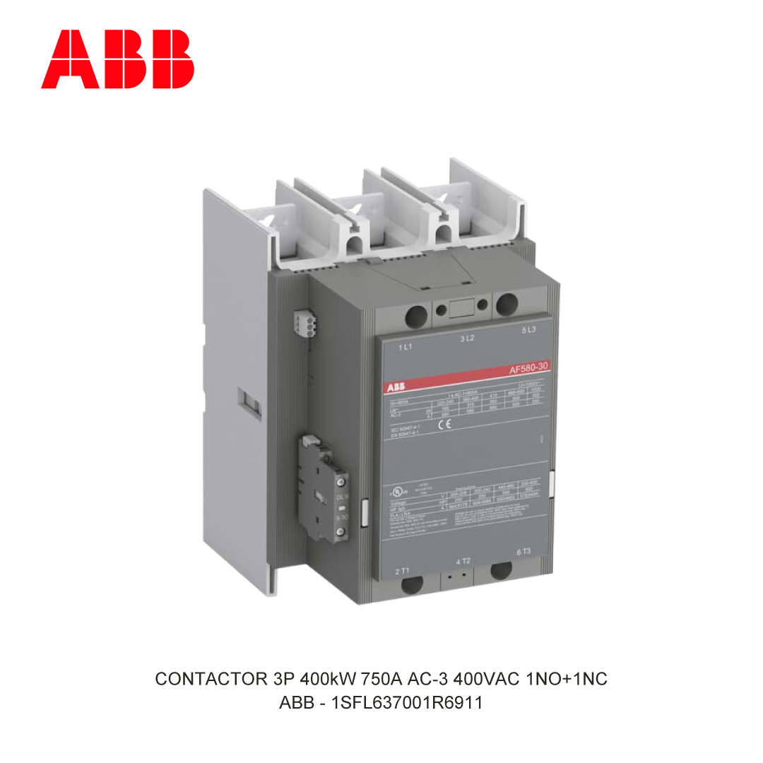 CONTACTOR 3P 400kW 750A AC-3 48-130V AC/DC 400V COIL 1NO+1NC