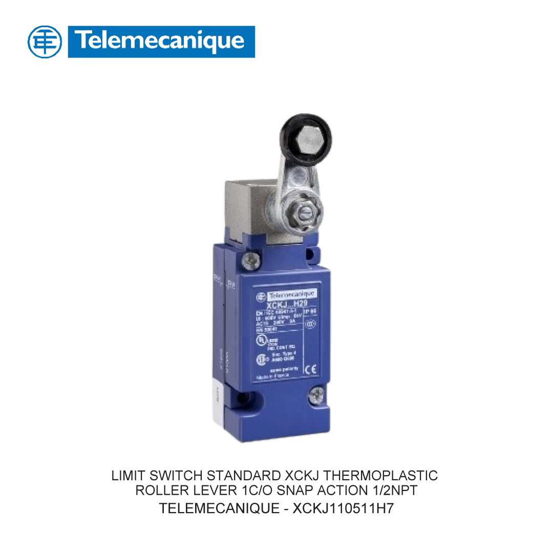 LIMIT SWITCH STANDARD XCKJ THERMOPLASTIC ROLLER LEVER 1C/O SNAP ACTION 1/2NPT