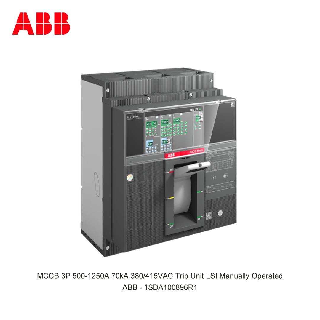 MCCB 3P 500-1250A 70kA 380/415VAC Trip Unit LSI Manually Operated ABB