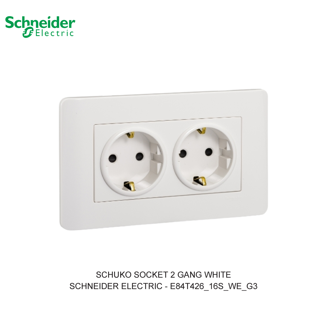 SCHUKO SOCKET 2 GANG WHITE