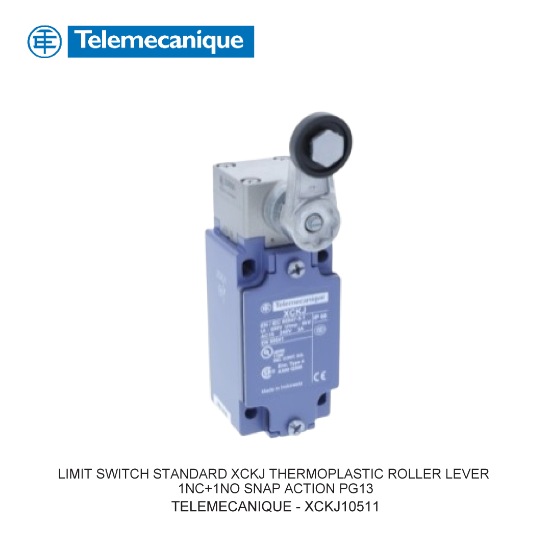 LIMIT SWITCH STANDARD XCKJ THERMOPLASTIC ROLLER LEVER 1NC+1NO SNAP ACTION PG13