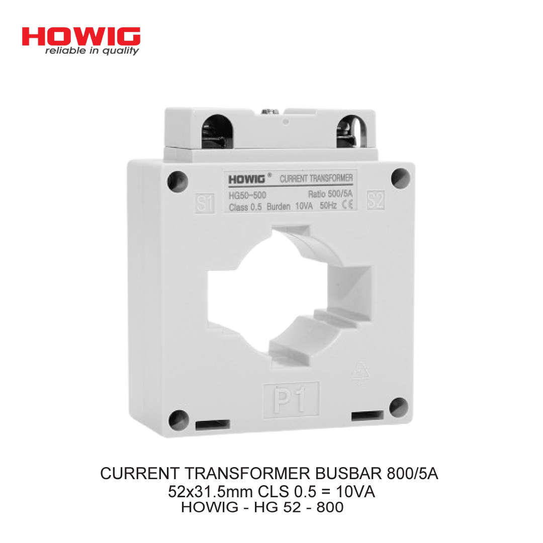 CURRENT TRANSFORMER BUSBAR 800/5A 52x31.5mm CLS 0.5 = 10VA