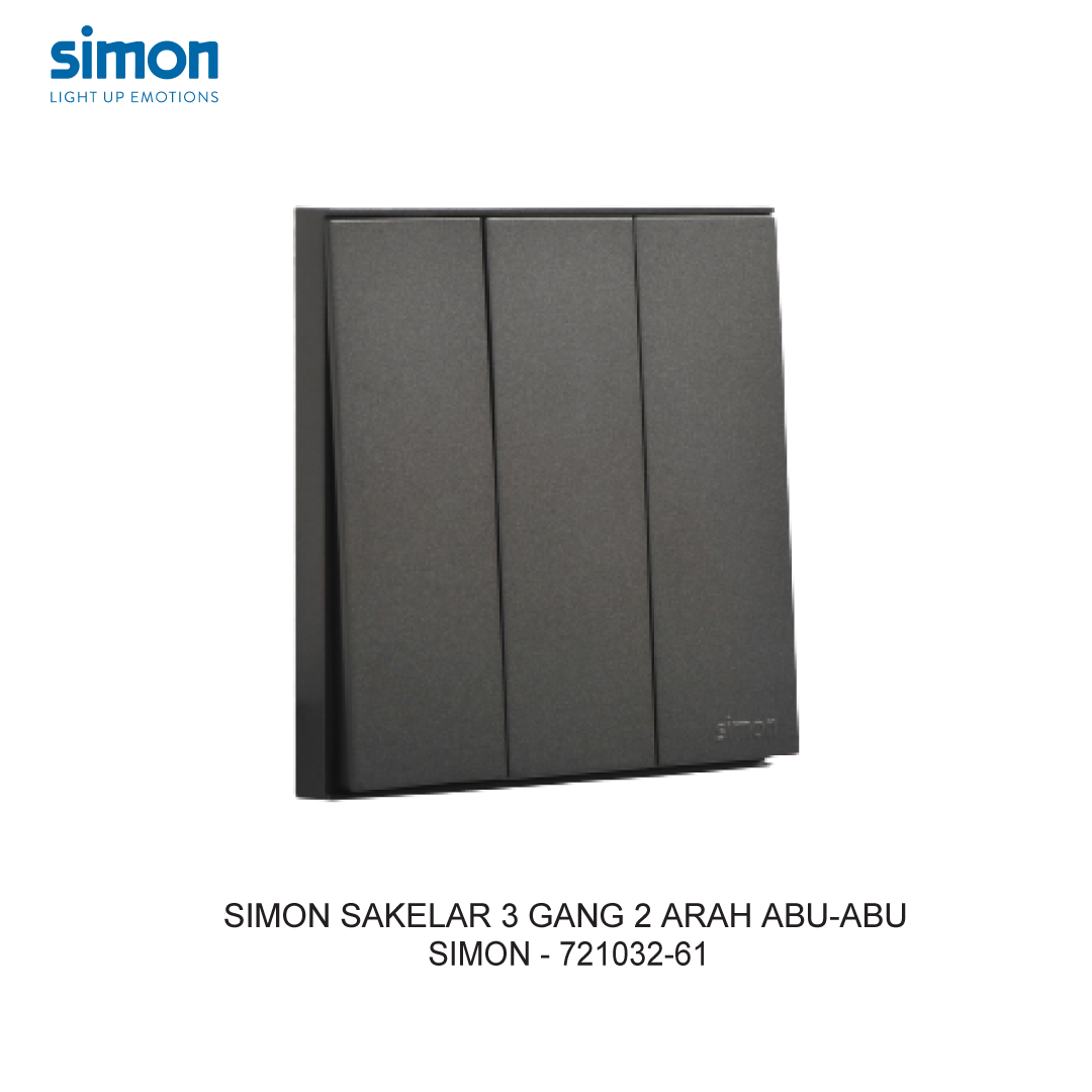 SIMON E6 3 GANG 2 WAY SWITCH GREY