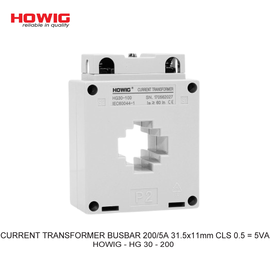CURRENT TRANSFORMER BUSBAR 200/5A 31.5x11mm CLS 0.5 = 5VA