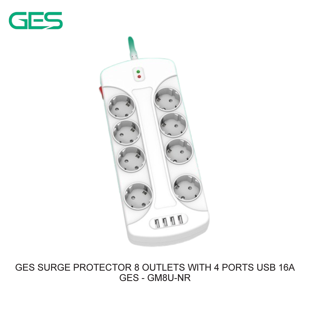 GES SURGE PROTECTOR OUTLETS WITH 3 PORTS USB 16A