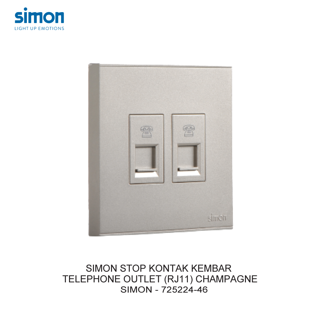 SIMON E6 STOP KONTAK KEMBAR TELEPHONE OUTLET (RJ11) CHAMPAGNE
