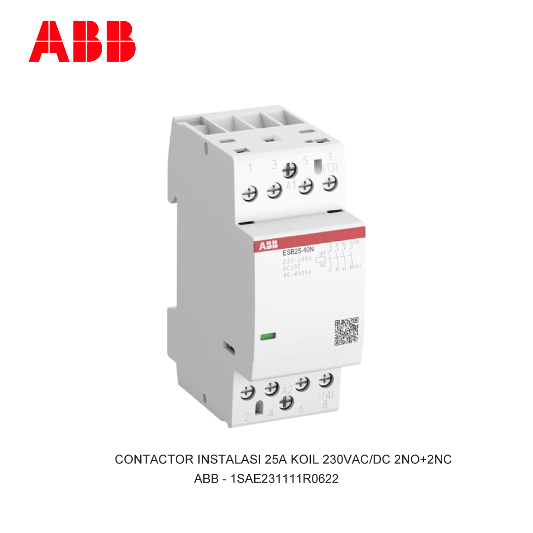 CONTACTOR INSTALASI 25A KOIL 230V AC/DC 2NO+2NC