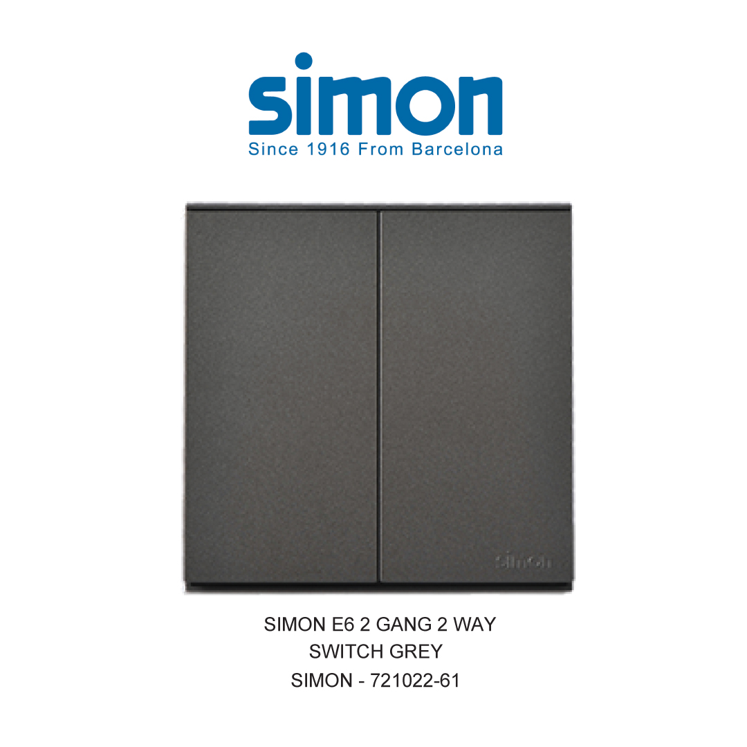 SIMON E6 SAKELAR 2 GANG 2 ARAH ABU-ABU