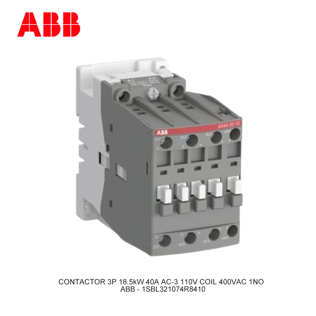 CONTACTOR 3P 18.5kW 40A AC-3 110V COIL 400VAC 1NO