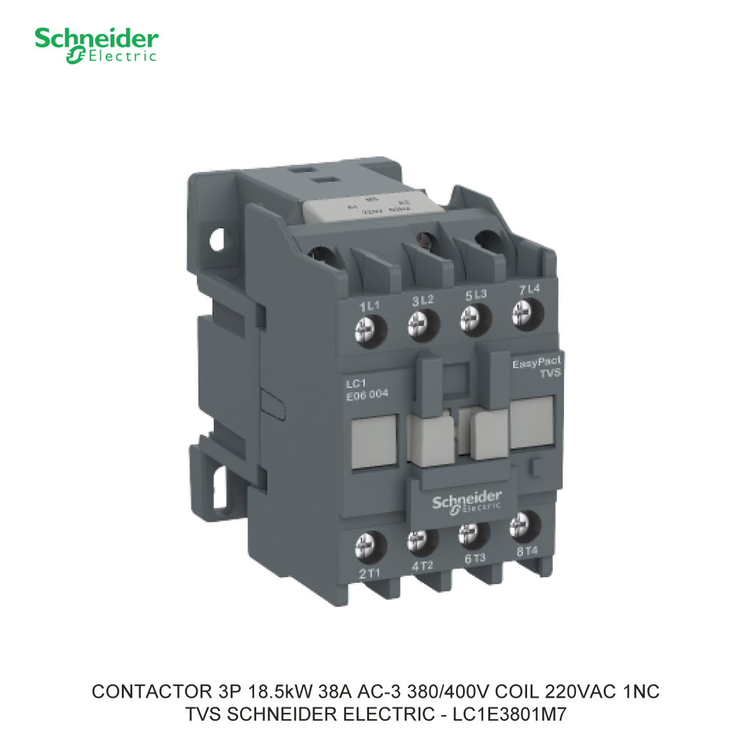 CONTACTOR 3P 18.5kW 38A AC-3 380/400V COIL 220VAC 1NC