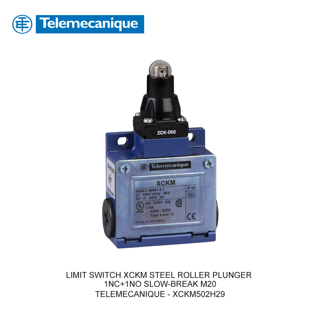 LIMIT SWITCH XCKM STEEL ROLLER PLUNGER 1NC+1NO SLOW-BREAK M20