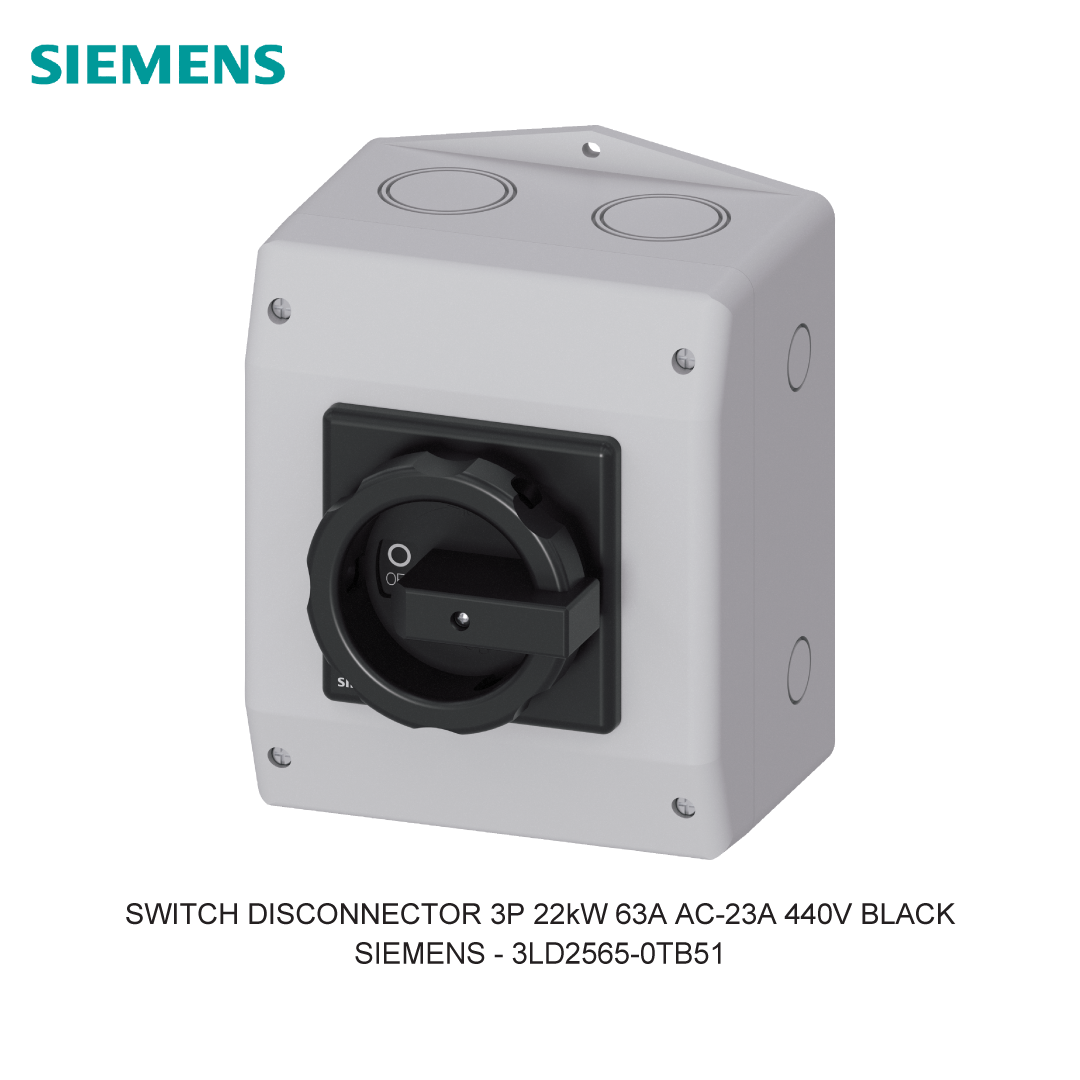 SWITCH DISCONNECTOR 3P 22kW 63A AC-23A 440V BLACK