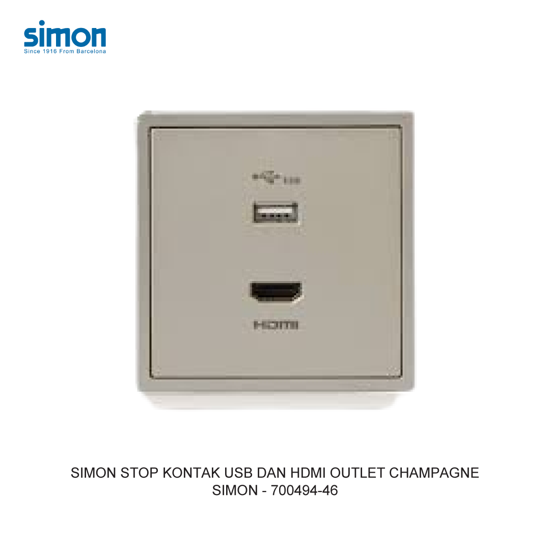 SIMON i7 STOP KONTAK USB DAN HDMI OUTLET CHAMPAGNE