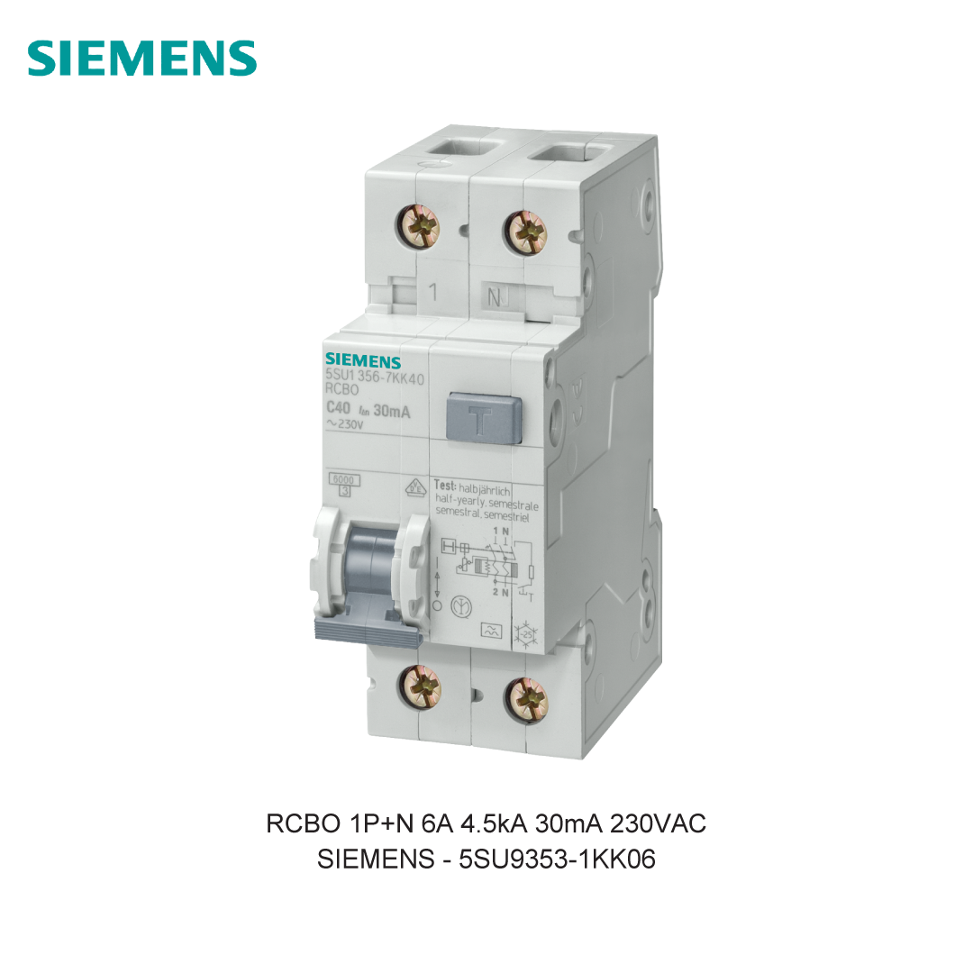 RCBO 1P+N 6A 4.5kA 30mA 230VAC