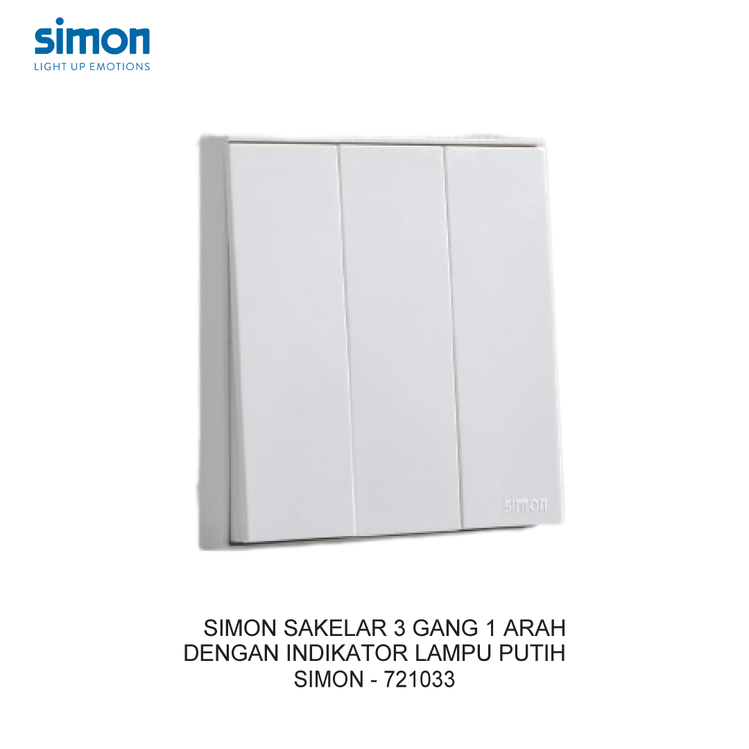 SIMON E6 3 GANG 1 WAY SWITCH WITH LED INDICATOR WHITE