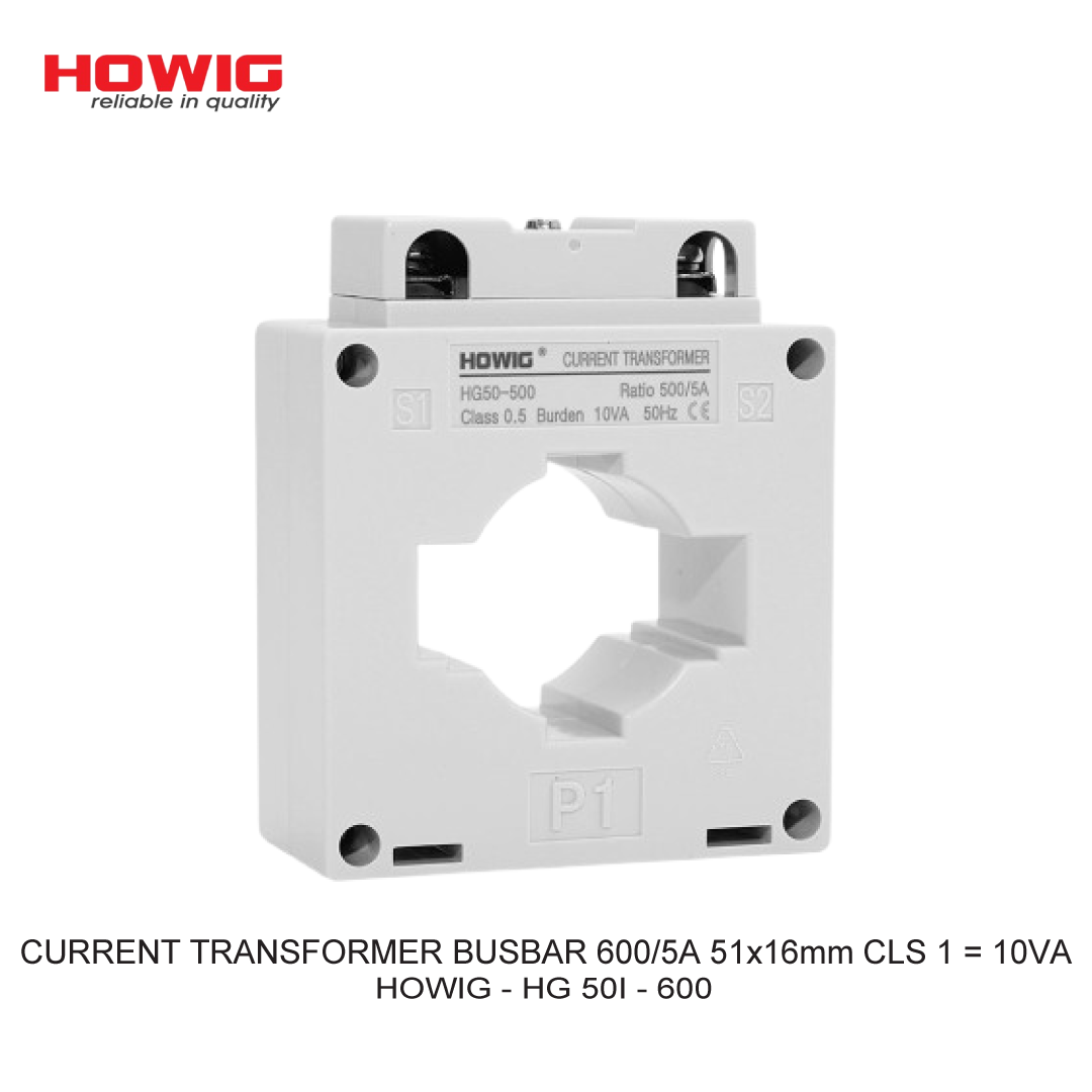 CURRENT TRANSFORMER BUSBAR 600/5A 51x16mm CLS 1 = 10VA