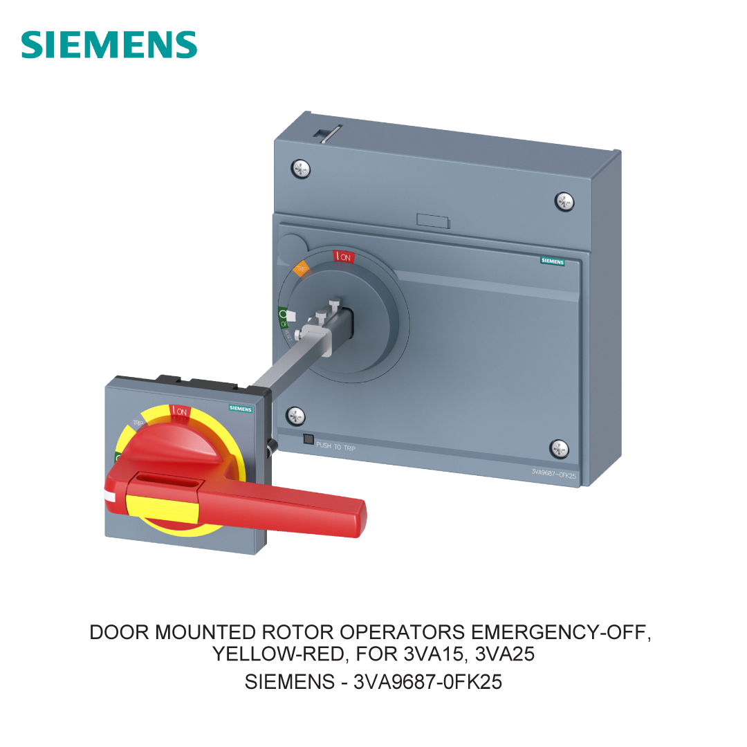DOOR MOUNTED ROTOR OPERATORS EMERGENCY-OFF, YELLOW-RED, FOR 3VA15, 3VA25