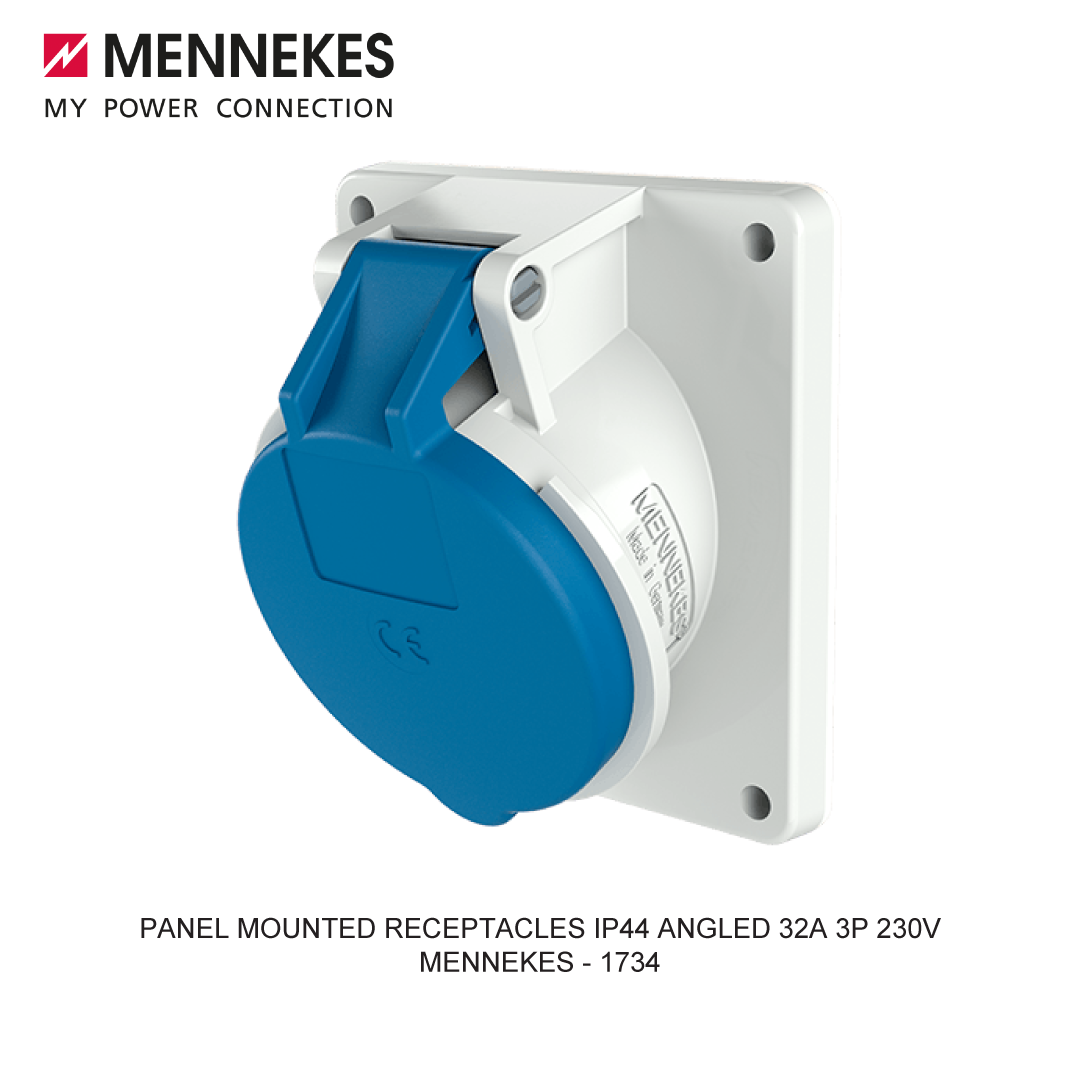 PANEL MOUNTED RECEPTACLES IP44 ANGLED 32A 3P 230V