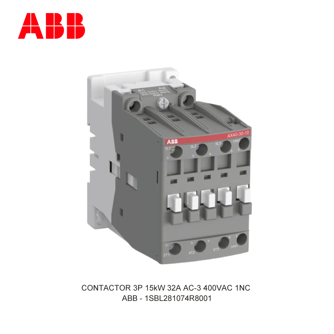 CONTACTOR 3P 15kW 32A AC-3 220-230V COIL 400VAC 1NC