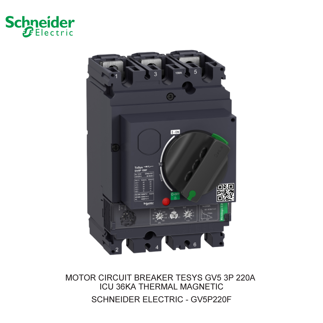 MOTOR CIRCUIT BREAKER TESYS GV5 3P 220A ICU 36KA THERMAL MAGNETIC