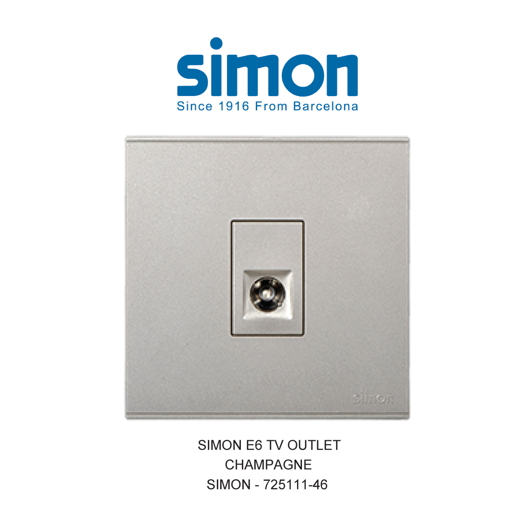 SIMON E6 STOP KONTAK TV OUTLET CHAMPAGNE