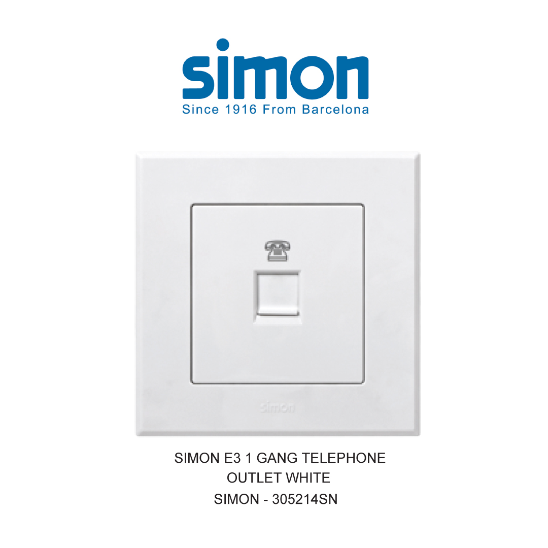 SIMON E3 STOP KONTAK 1 GANG TELEPON OUTLET PUTIH