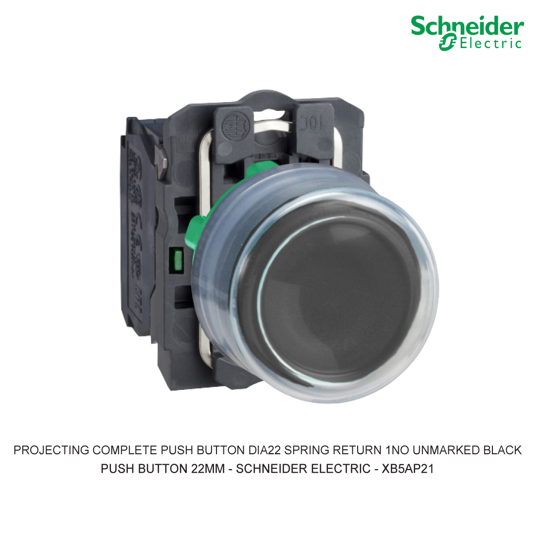 PROJECTING COMPLETE PUSH BUTTON DIA22 SPRING RETURN 1NO UNMARKED BLACK