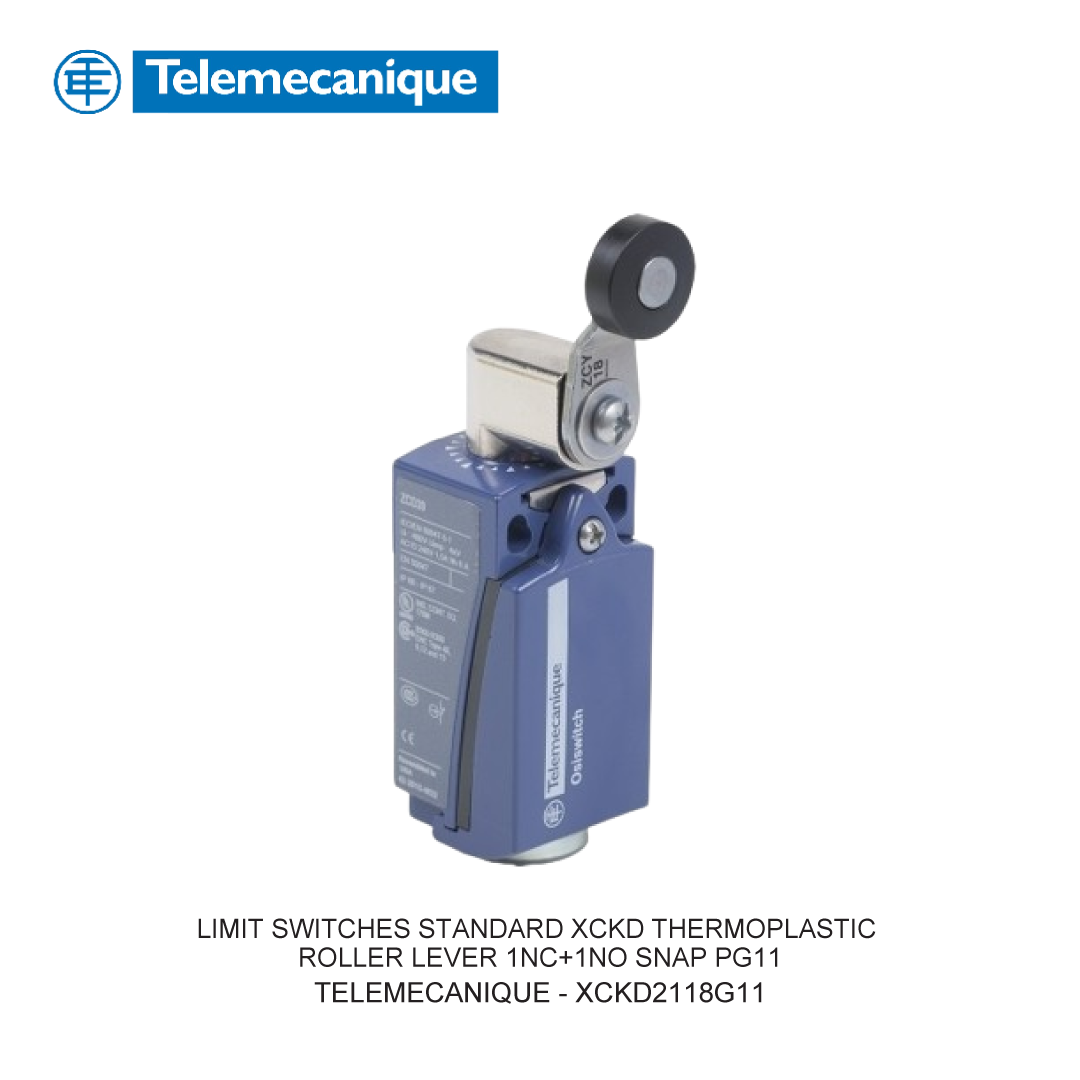 LIMIT SWITCHES STANDARD XCKD THERMOPLASTIC ROLLER LEVER 1NC+1NO SNAP PG11